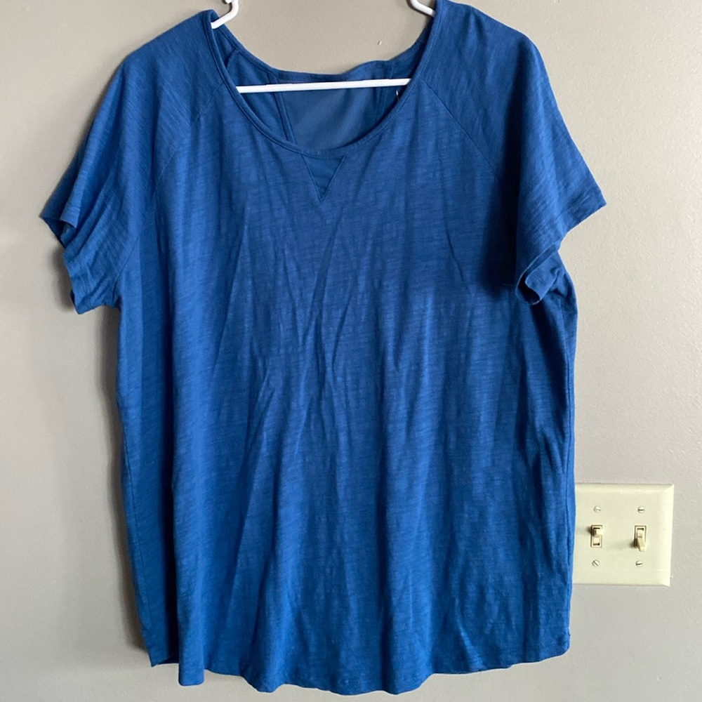 Blue Mesh Inset Slub Tee